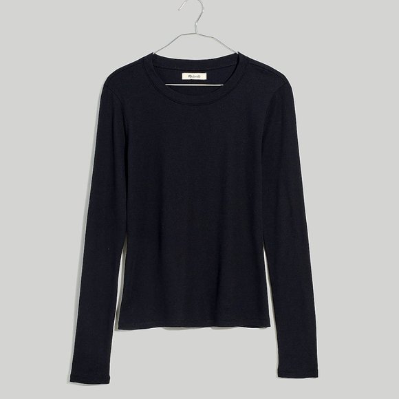 Madewell fine rib Crewneck long sleeve Tee - Picture 2 of 4
